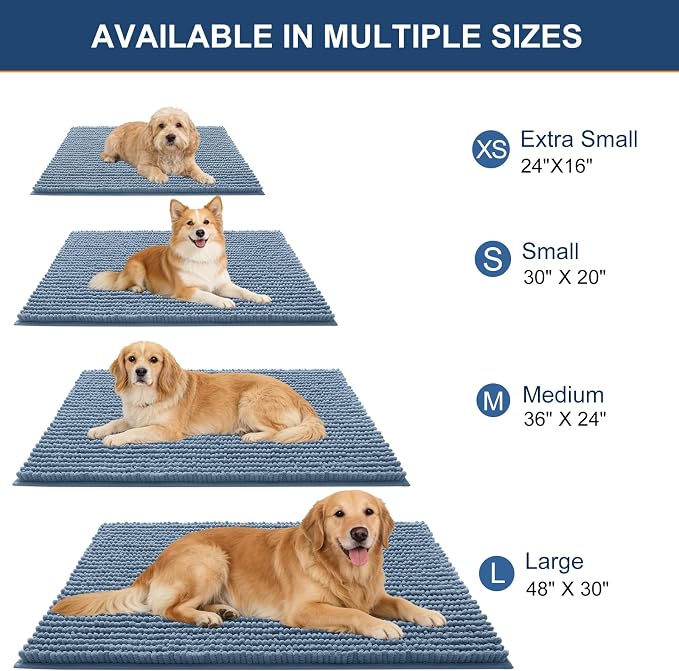 OLANLY Dog Door Mat for Muddy Paws 40x32, Ultra Absorbent Chenille Mud Doormat - Image 2