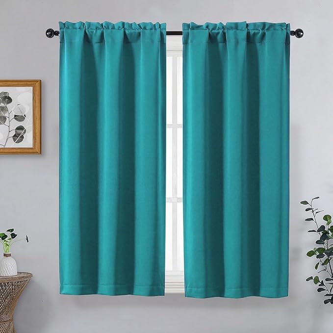 OVZME Teal Short Blackout Curtains by OVZME