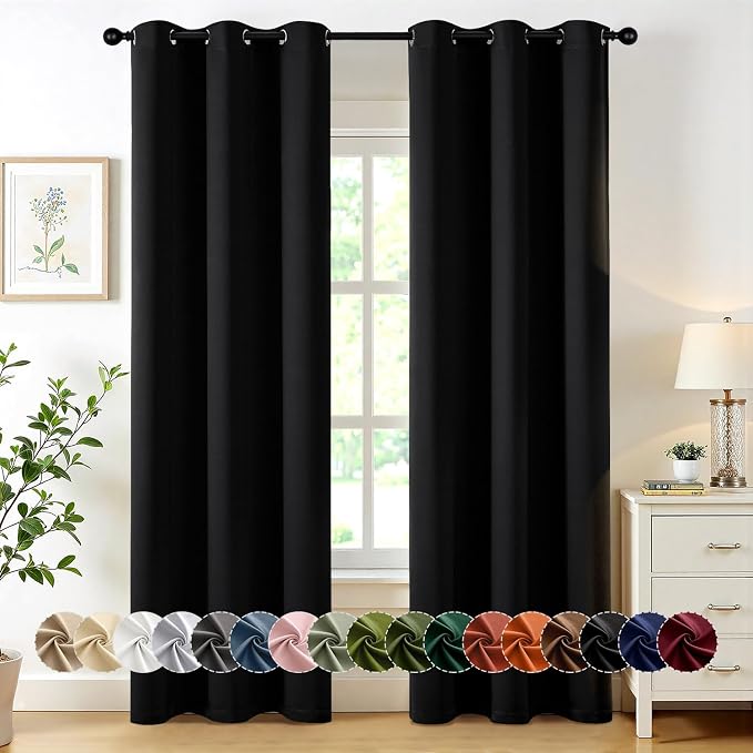 MIULEE Black Blackout Curtains for Bedroom Living Room 72 Inches Long 2 Panels by MIULEE