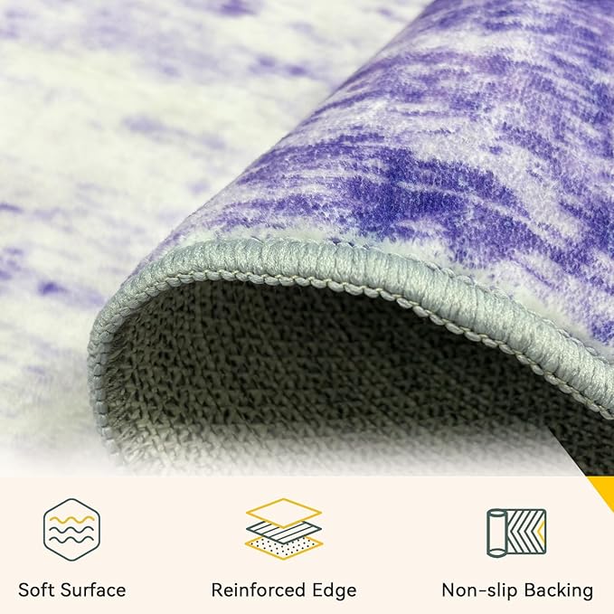 Washable Area Rugs Square 8ft Non-Slip Modern Abstract Soft - Image 2