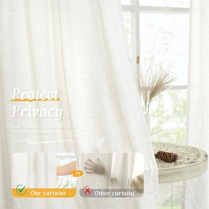 LAMIT Light Filtering Linen Curtains 54 Inches Long - Image 5