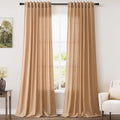 Nanspring Camel Linen Curtains for Living Room 92 Inches Long Back Tab and Rod by Nanspring