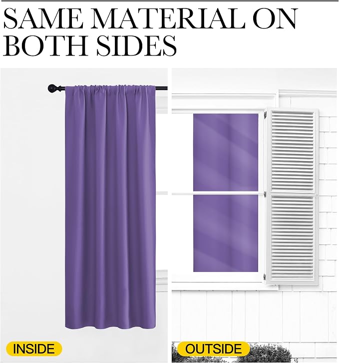NICETOWN Window Curtains for Bedroom, Lilac Purple, 2 Panels, W42 x L48 -Inch - Image 5