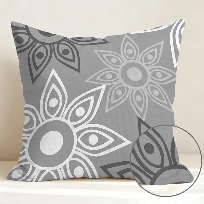Hexagram Grey Geometric Pillow Covers 18x18 Set of 4, Decorative Outdoor Modern - Image 6