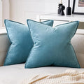 MIULEE Light Blue Velvet Throw Pillow Covers 18x18 Soft Decorative Solid Square by MIULEE