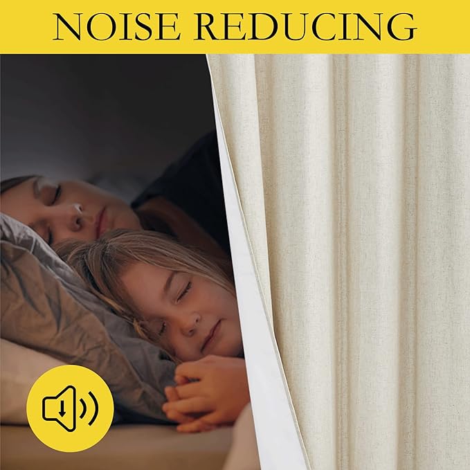 NICETOWN Natural Linen Complete Blackout Cold Reducing Curtains 48 inches - Image 3