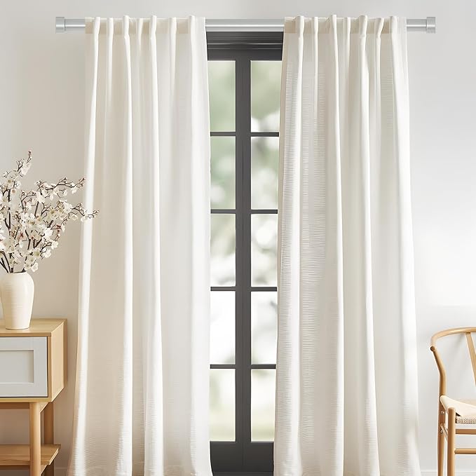 VOIIY Silver Curtain Rods for Windows 28 to 48 Inch, Size:30-60 Inch, Antique - Image 2