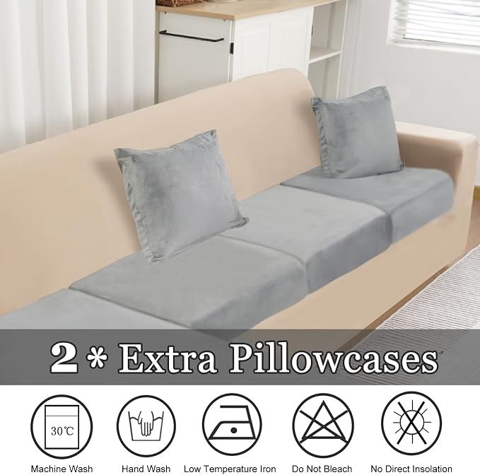 NAISI Sectional Couch Cover 4 Pieces Velvet Separate Couch Cushion Covers L - Image 4