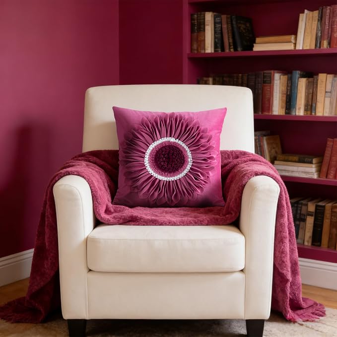OiseauVoler 3D Sunflower Throw Pillow Cover Decorative Handmade Cushion Cover - Image 3