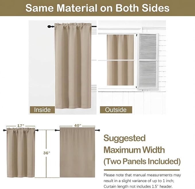 OVZME Blackout Curtains for Small Window Treatment, Light Blocking Short - Image 2