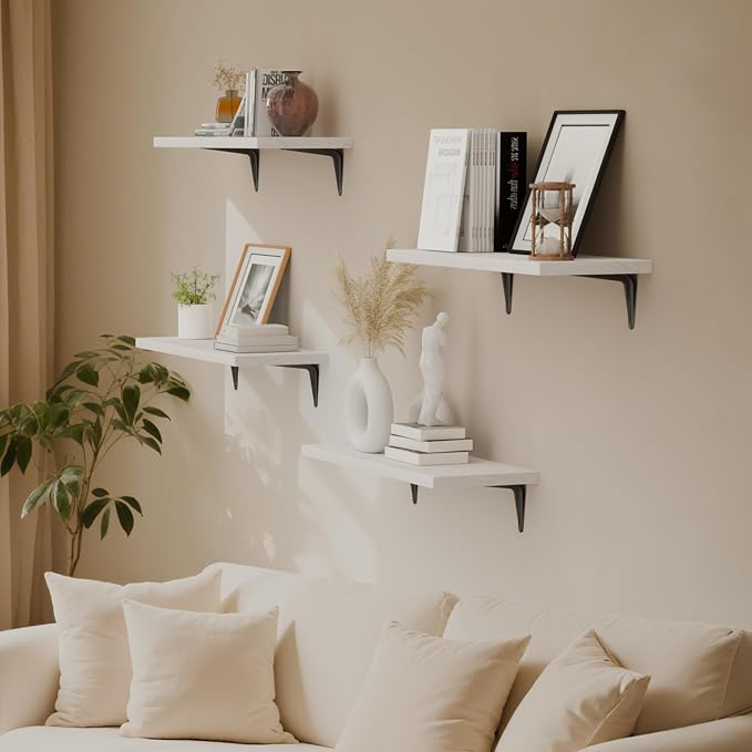 SKYSEN Floating Shelves for Wall Set of 6, 15.7in Wood Wall Shelf for Decor - Image 2