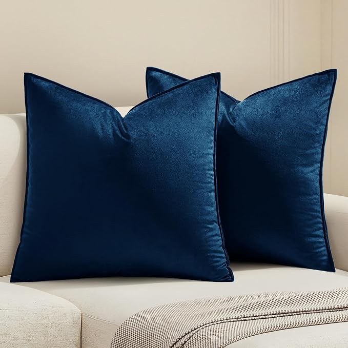MIULEE Navy Blue Velvet Throw Pillow Covers 18x18 Soft Decorative Solid Square by MIULEE
