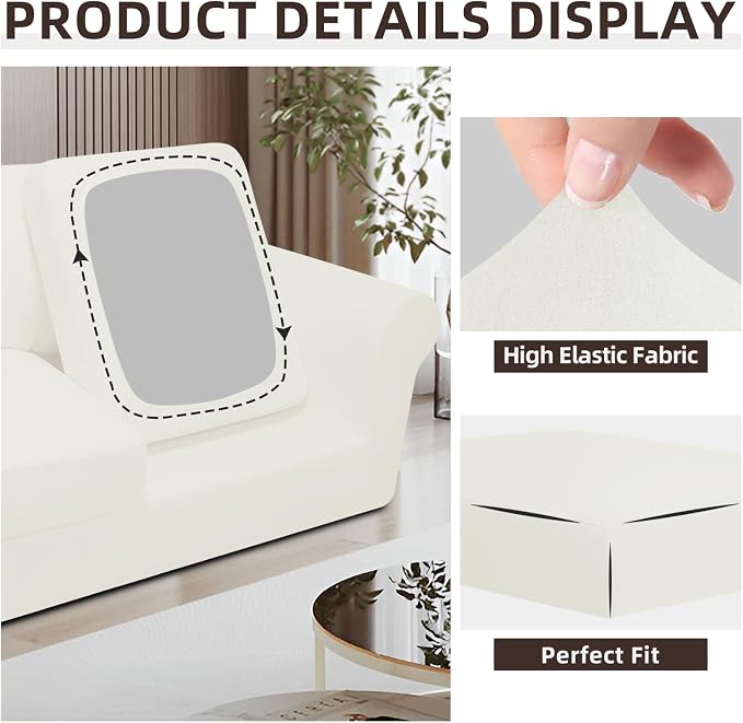 Easy-Going 7 Pieces Stretch Couch Cover Washable Sofa Cover Set - Image 6