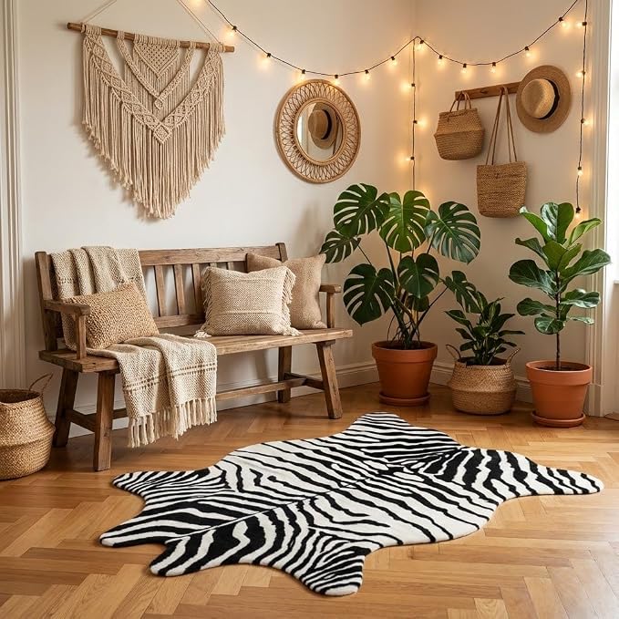 MustMat Cute Faux Zebra Print Rug Animal Print Rug Perfect - Image 6