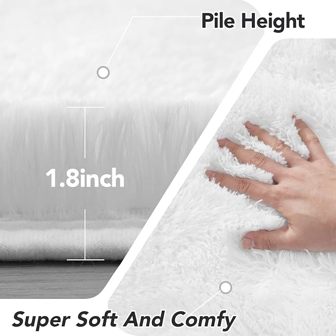CAIYUECS White Round Rug for Bedroom: 6x6 Feet Soft and Fluffy Area Rug for - Image 2