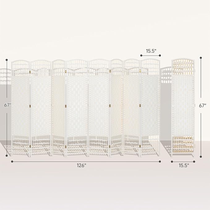 HOMCOM 8 Panel Room Divider, Folding Privacy Screen, 5.6' Room Separator - Image 7