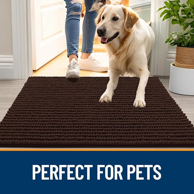 OLANLY Dog Door Mat for Muddy Paws 59x35, Ultra Absorbent Chenille Mud Doormat - Image 6