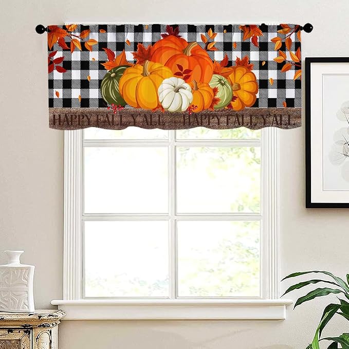Fall Pumpkin Kitchen Curtains Thanksgiving Harvest Design - Image 4