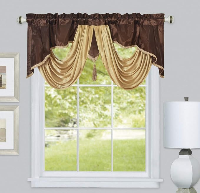 GOHD Golden Ocean Home Decor Valarie Fancy Window Valance. 54 x 18 inches. - Image 2