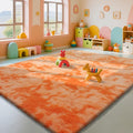 Mottling Orange Fluffy Rug Shaggy Area Rug, 8x10 Area Rugs by Yongyangjuxi