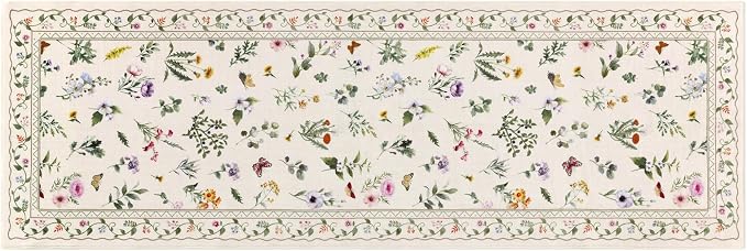 Vaukki Hallway Runner Rug, Floral Shaggy Soft Laundry Rug Runner, Non Slip - Image 8