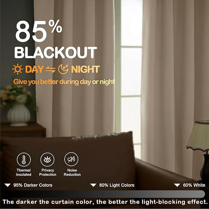 OVZME Blackout Curtains for Bedroom 72 Inch Length 2 Panels Set, Thermal - Image 5