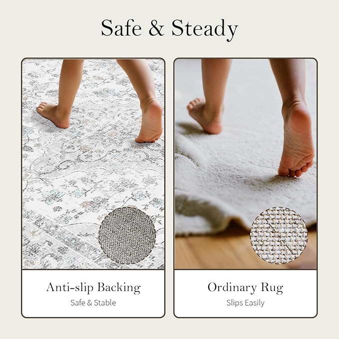 4x6 Area Rugs for Living Room, Small Washable Grey Rugs, Entryway Non Slip Rug - Image 8
