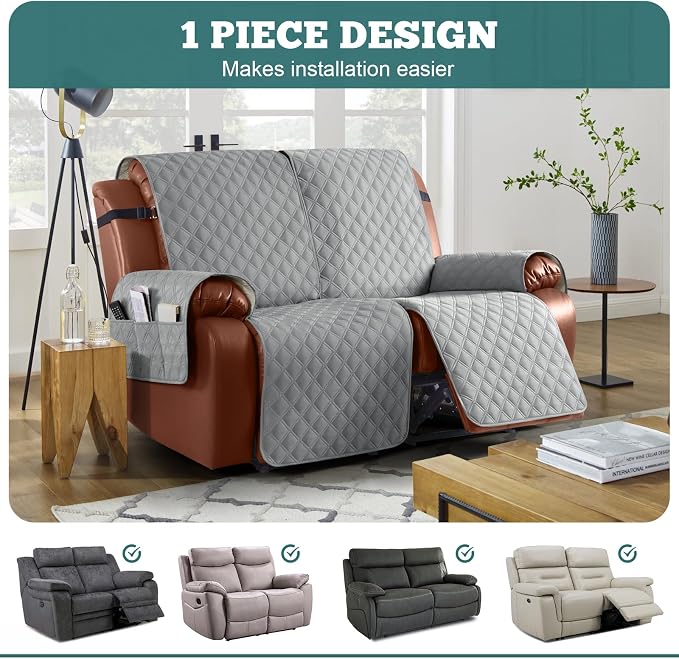 Ruaozz Waterproof Recliner Sofa Covers, 1-Piece Reclining Couch Covers Non-Slip - Image 3