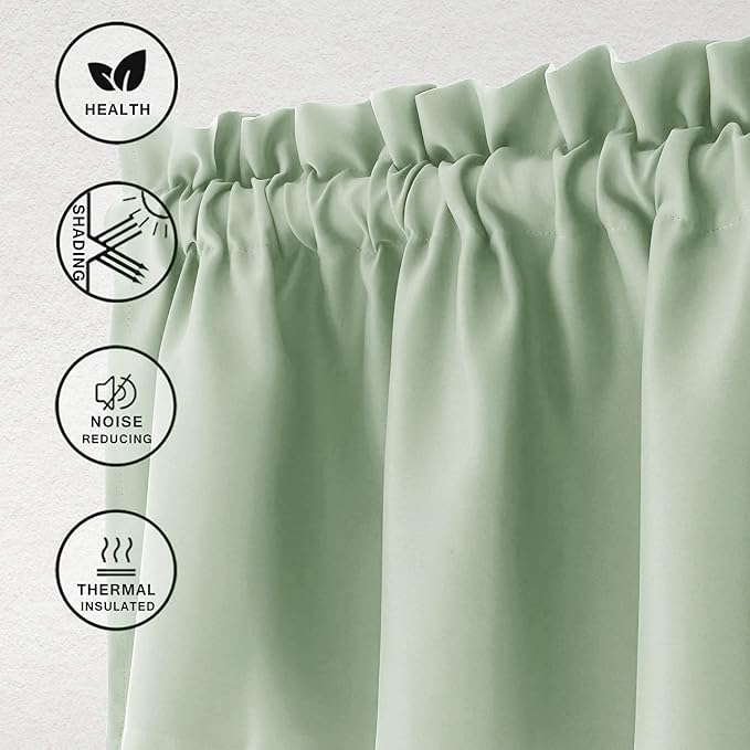 Hiasan Valance Curtains for Kitchen Blackout Thermal Insulated Solid Window - Image 2