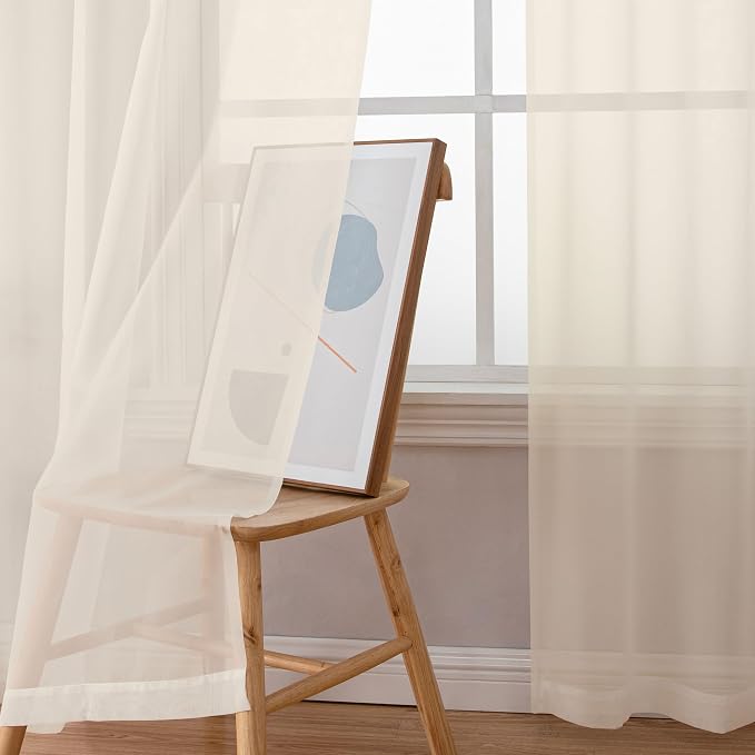 Simplebrand Rod Pocket Top Solid Voile Sheer Curtains - Image 7