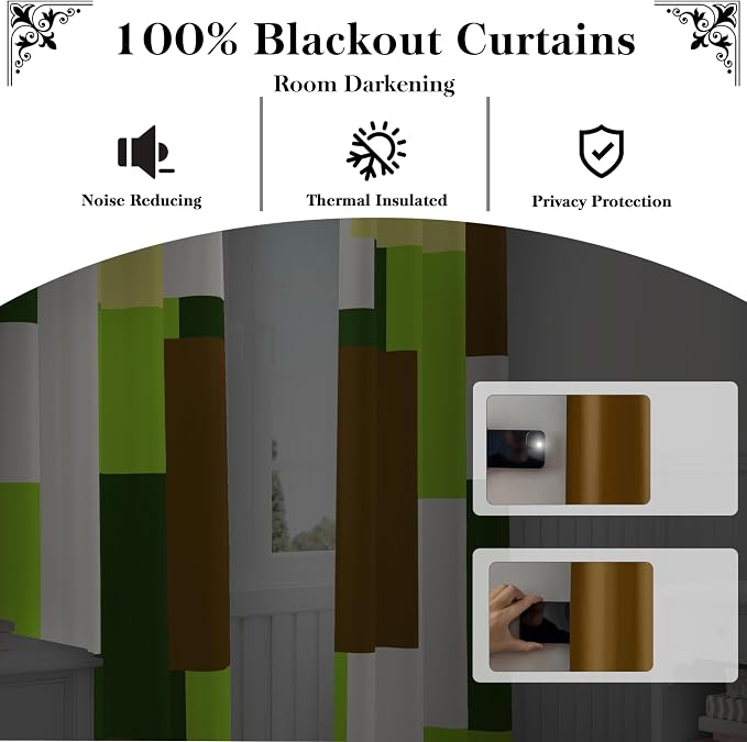 Tyrot Avocado Green 100% Blackout Curtains - Image 3