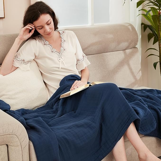 EMME Muslin Blanket 100% Cotton Throw Blankets - Image 2