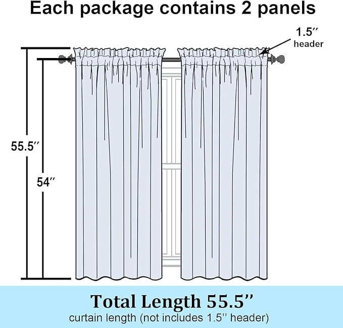 Simplebrand Rod Pocket Top Solid Voile Sheer Curtains - Image 8