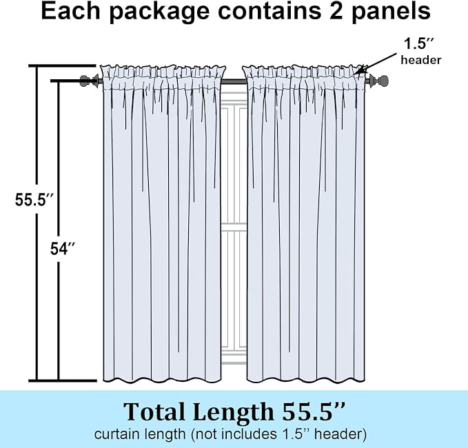 Simplebrand Navy Blue Semi Sheer Curtains 54 Inch Length 2 Panels, Geometric - Image 7