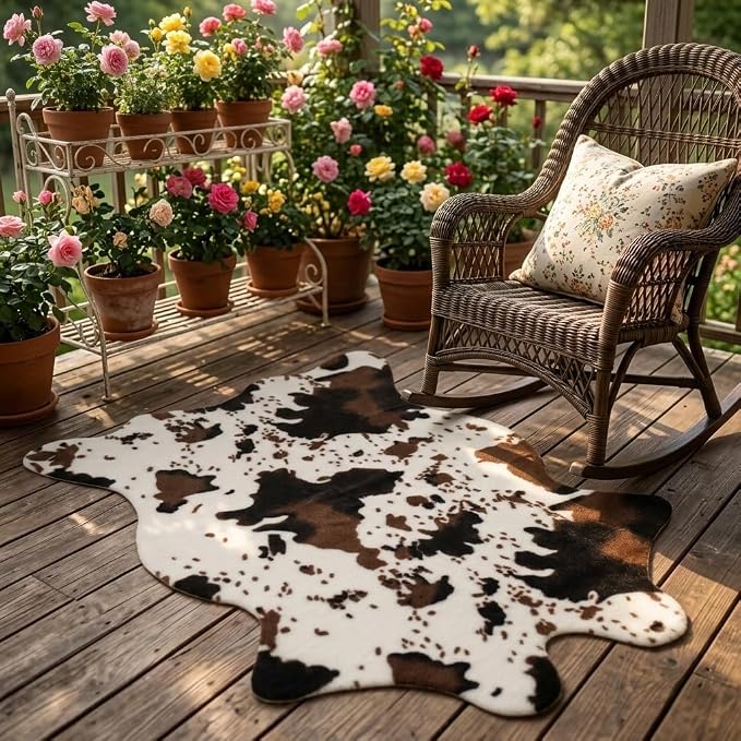 MustMat Cow Print Rug, Faux Cowhide Area Rug - Image 8