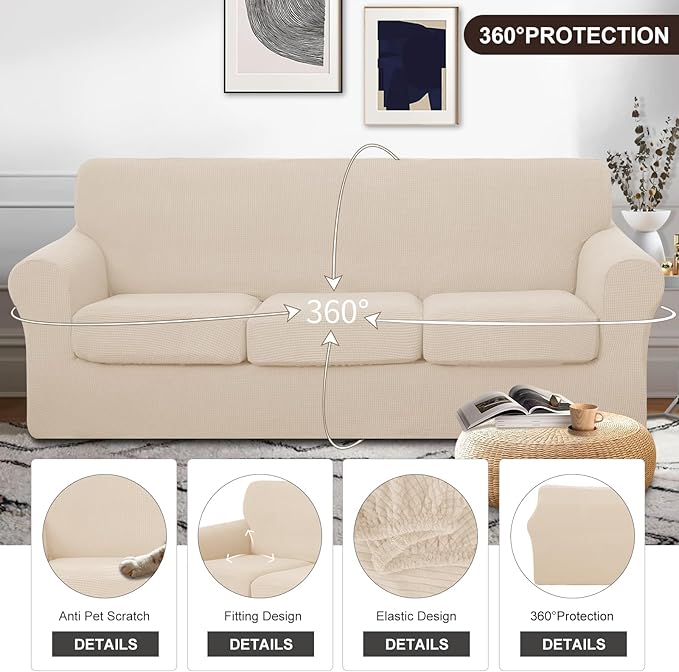 U-NICE HOME 4 Pieces Stretch Couch Cover Sofa Cover Washable Sofa Slipcover - Image 4