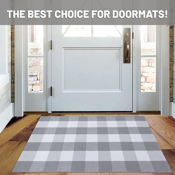 IOHOUZE Buffalo Plaid Checkered Rug 27.5" X 43" Front Door Mats, Washable Area - Image 9