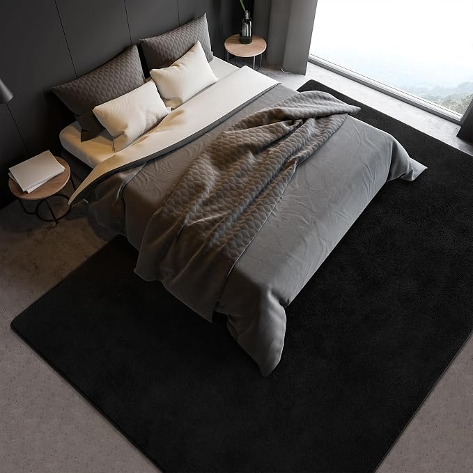 Soft Rugs for Living Room 6x9 Black, Minimalist Area Rug for Bedroom Nursery - Image 3