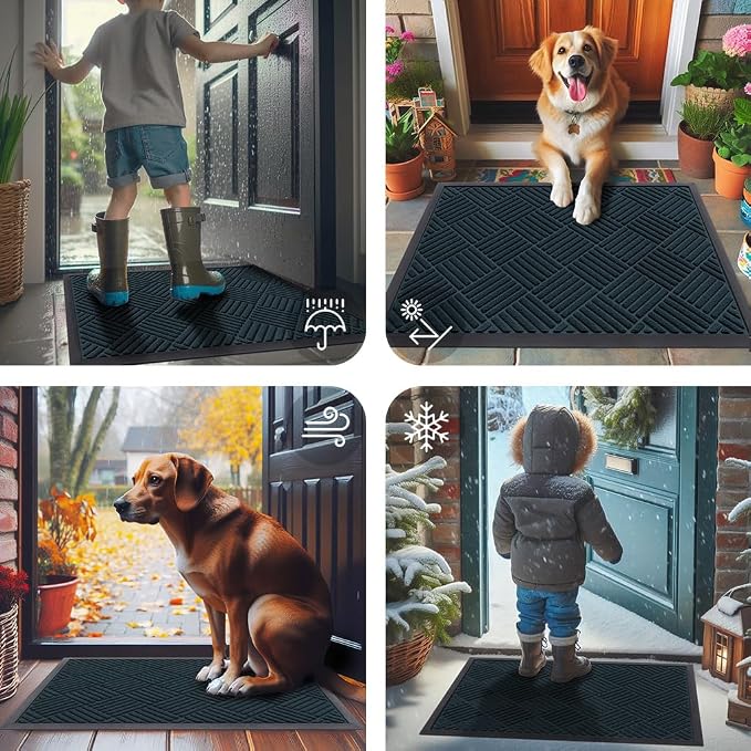 Smiry Front Door Mat Outside Entrance, Heavy Duty Outdoor Indoor Mat, Natural - Image 8