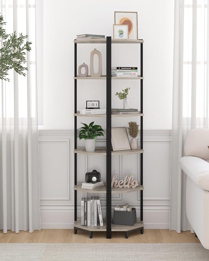 Hzuaneri Corner Shelf Stand, Corner Bookshelf, Storage Standing Shelf Unit - Image 7