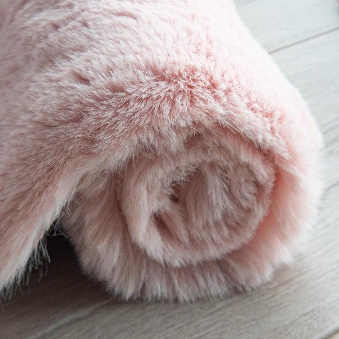 ORINOVA Pink Boho Faux Rabbit Fluffy Fur Rugs - Image 9