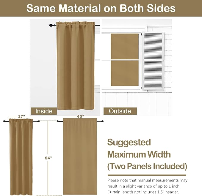 OVZME Gold Blackout Curtains for Bedroom 84 Inch Length 2 Panels Set, Soft - Image 2