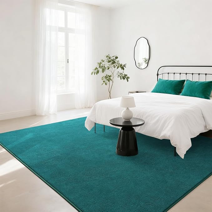 Soft Rugs for Living Room 5x7 Teal Green, Minimalist Area Rug for Bedroom - Image 3
