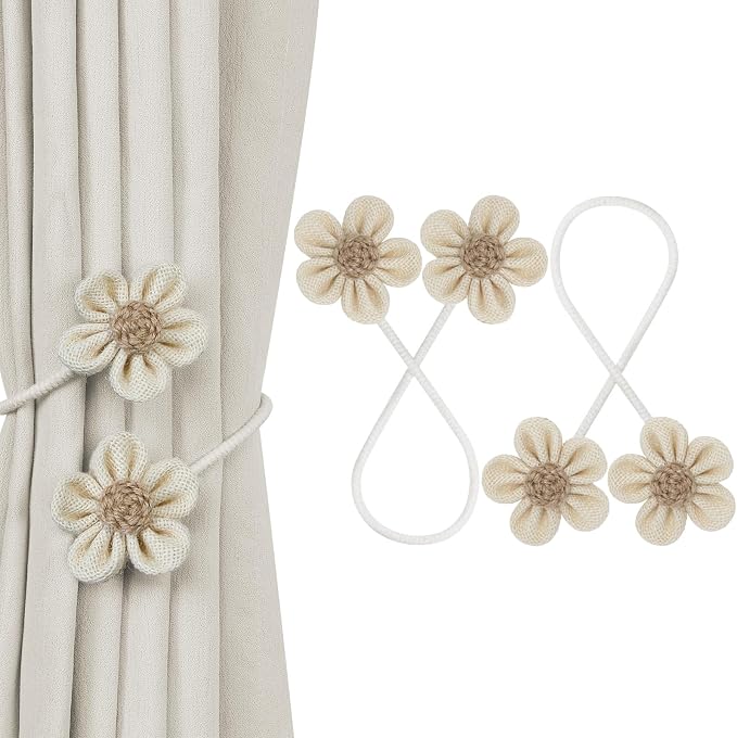 KLOGTSIND Flower Curtain Tiebacks, 2 Pack Curtain Ties Elegant DIY Curtain by KLOGTSINDDirect
