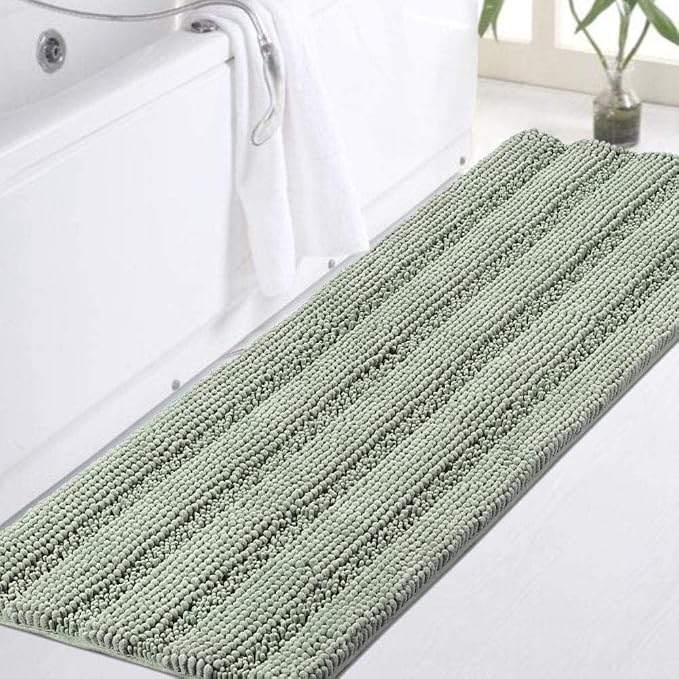 Turquoize Sage Green Bathroom Rugs Runner Extra Long 47 x 17 Large Bath Mat by Turquoize