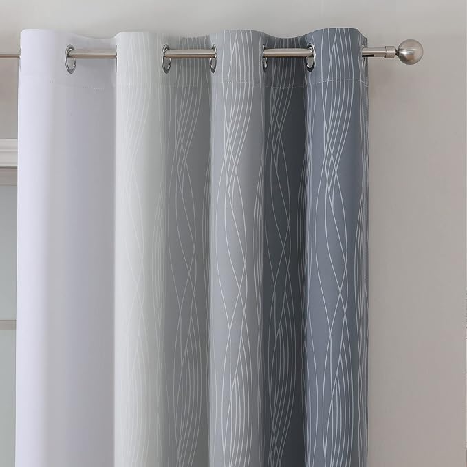 Estelar Textiler Grey and Greyish White Blackout Curtains & Drapes - Image 4