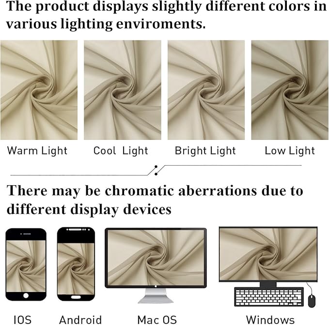 Lecloud Taupe Sheer Curtains 90 Inches Long 2 Panels Set, Living Room Curtains - Image 5