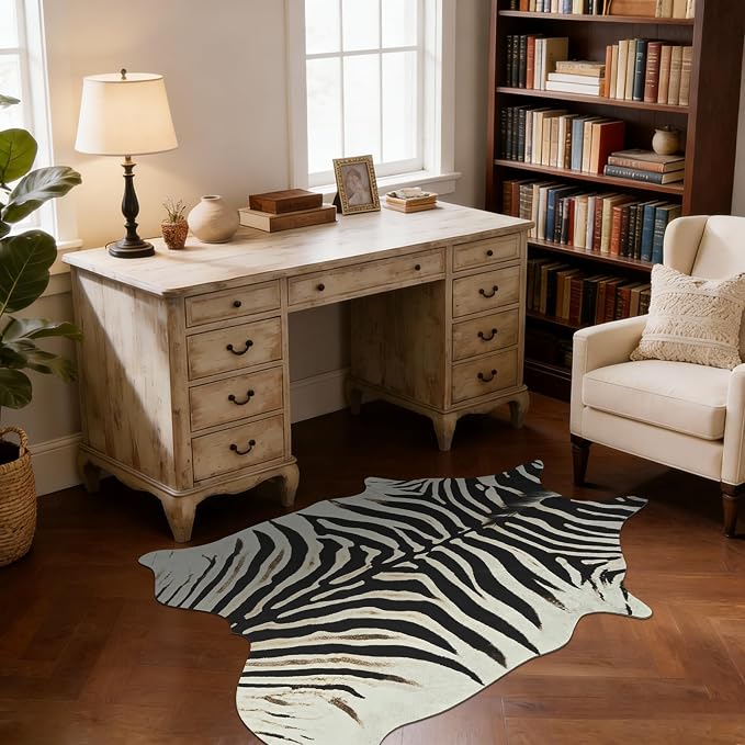 BENRON Zebra Print Area Rug, Cute Animal Hides and Skins - Image 2