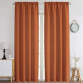 Chyhomenyc Orange Curtains 96 Inch Length 2 Panels, Faux Linen Textured Semi by Chyhomenyc