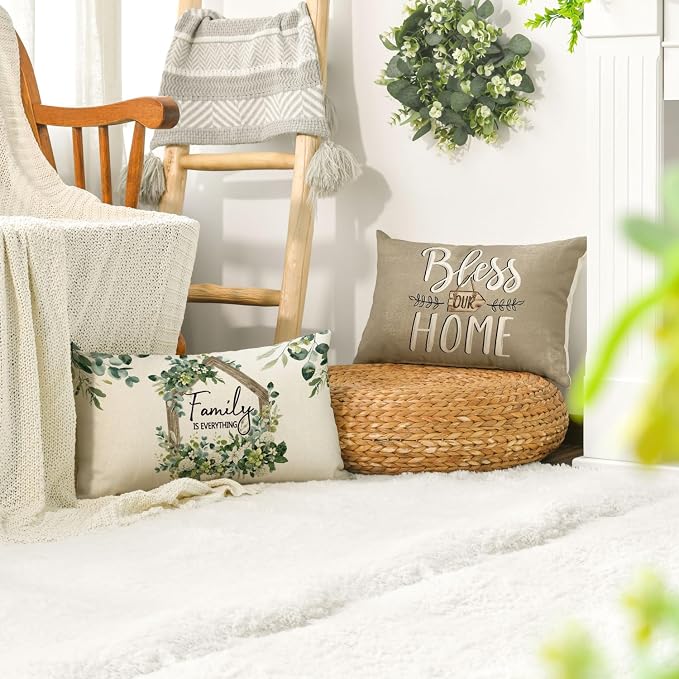 AVOIN colorlife Sweet Home Family is Everything Spring Floral Throw Pillow - Image 5